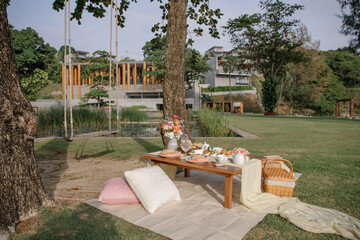 Picnic outdoors in the garden