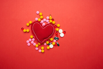 multicolored medicines pharmaceutical heart care pharmacology