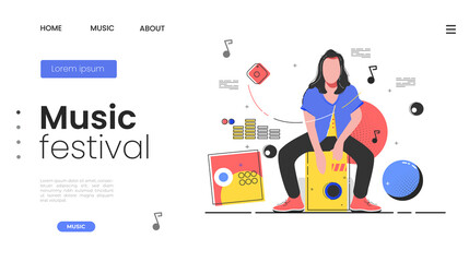 music festival modern flat design. Landing page template. Vector illustration for web and graphic design.