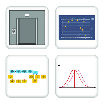 Vector Illustration Set For Elevator, Early Warning Trend And More EPS10