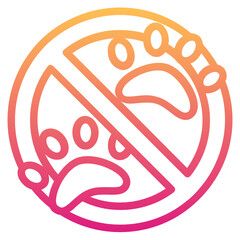 No pet , Prohibition Sign gradient icon.
