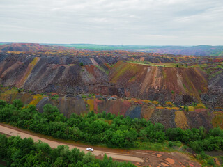 overhead top view of ore mine