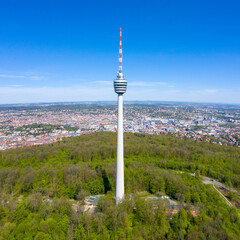 Stuttgart tv tower skyline aerial photo view town architecture travel square © Markus Mainka