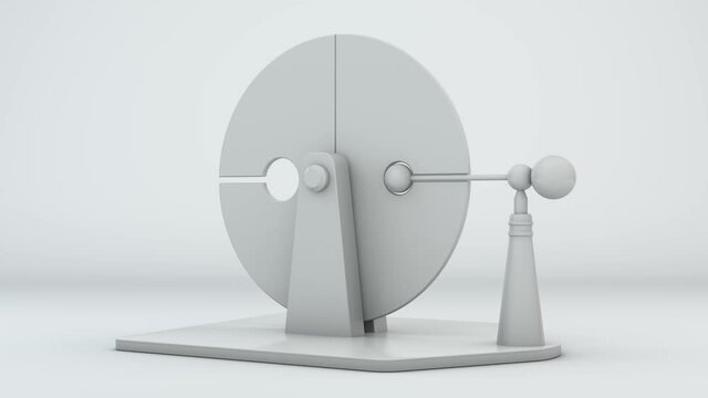 Loop 3d animation of the white mechanism of the perpetual motion motor of synchronous motion. The idea of coordinating movements and an infinite resource of synchronous actions.
