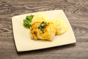 Roasted pangasius fillet with mashed potato