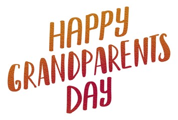 Hand drawing watercolor orange red lettering best grandparents. Grandparents day. Use for poster, card, greeting card, celebration print, shop, design