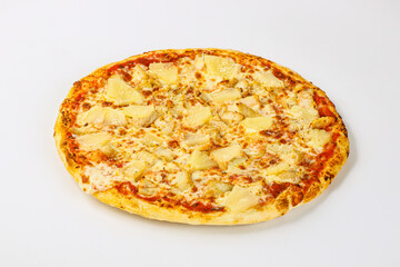 Pizza with chicken and pineapple