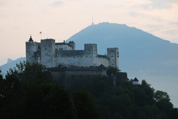 Salzburg castle in the evening time, Austria