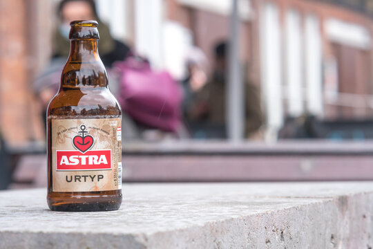 Hamburg, Germany - March 28, 2021: Astra Urtyp beer bottle, German mild beer