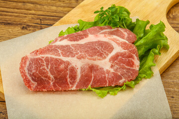 Raw pork meat neck steack