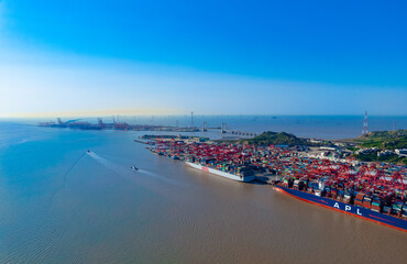 Naklejka na ściany i meble Aerial view of East China Sea Bridge