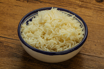 Steamed basmati rice in the bowl