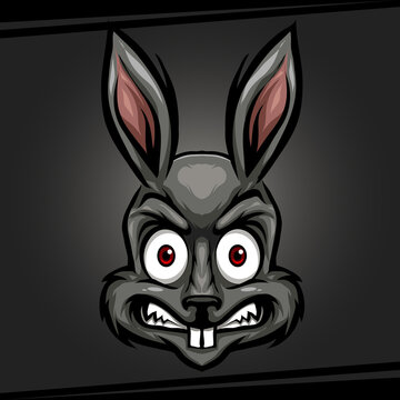 head rabbit angry animal mascot for sports and esports logo vector illustration