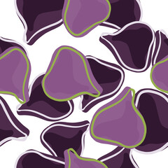 Summer food seasonal seamless pattern with purple random fig ornament. Isolated organic print.