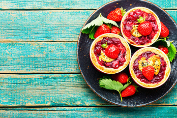 Summer biscuit or shortcake with strawberries