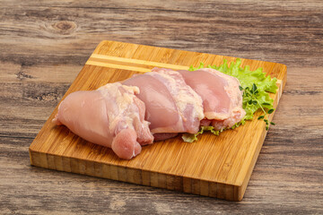 Raw chicken boneless and skinless leg