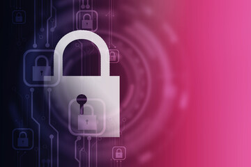 2d illustration Safety concept: Closed Padlock on digital background