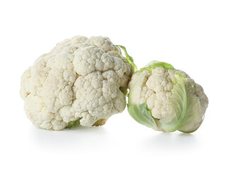 Cauliflower cabbages on white background