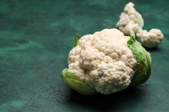 Cauliflower cabbage on color background, closeup