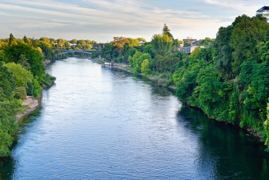 Waikato River Through The City Of Hamiton, North Island, New Zealand