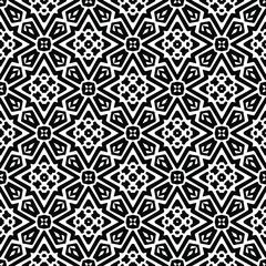 
Abstract Flower Tiles Seamless Vector Pattern Design. Black and white pattern. 