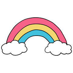 Cute rainbow on clouds vactor for web, wedsite, application, presentation, Graphics design, branding, etc.