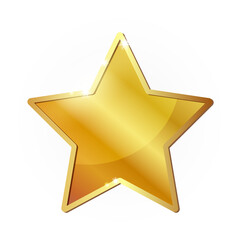 Vector image of gold star like metal with embossing isolated on white background
