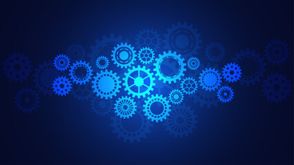 Cogs and gear wheel mechanisms. Hi-tech digital technology and engineering. Abstract technical background