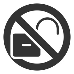 No lock , Prohibition Sign solid icon.