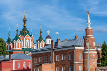 Fototapeta na wymiar View of Brusensky monastery at sunny day. Kolomna, Moscow Oblast, Russia.