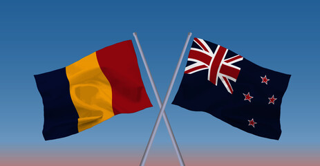 ニュージーランドとルーマニアの国旗