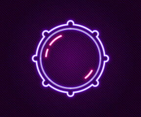 Glowing neon line Dial knob level technology settings icon isolated on black background. Volume button, sound control, analog regulator. Colorful outline concept. Vector