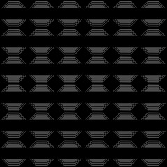 white hexagon and black rectangle isolated on black background, seamless pattern