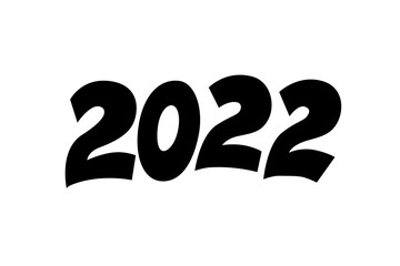 2022 numbers lettering signature congratulation design isolated. Happy new year greeting text message. Vector flat cartoon illustration. For cards, banners, tags, advertise.