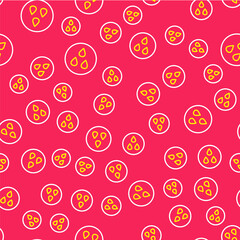 Line Water drop icon isolated seamless pattern on red background. Vector