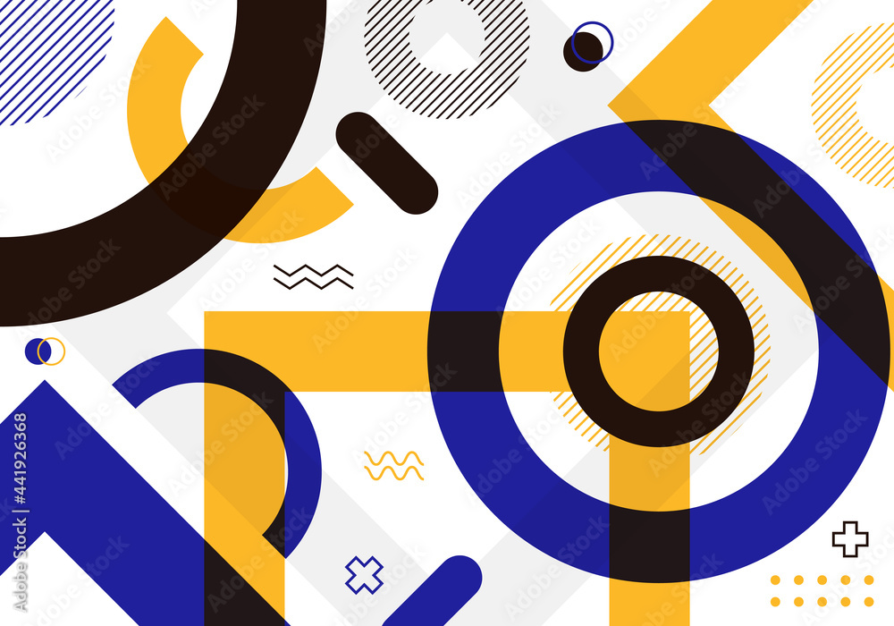 Wall mural abstract colored geometric shape pattern composition design on white background