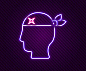 Glowing neon line Pirate captain icon isolated on black background. Colorful outline concept. Vector