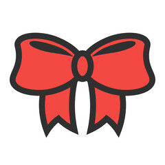 Red bow. Vector illustration on white background. Can be use for decoration gifts, greetings, holidays, etc.