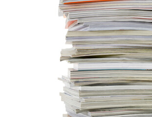 Stack of Paperwork, White Background