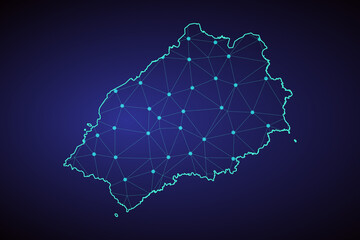 Obraz premium Map of Saint Helena. Wire frame 3D mesh polygonal network line, design sphere, dot and structure. communications map of Saint Helena. Vector Illustration EPS10. 