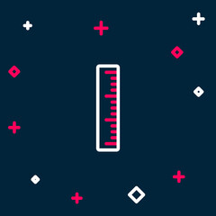 Line Ruler icon isolated on blue background. Straightedge symbol. Colorful outline concept. Vector