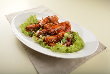 asan chef stir fried big tiger prawn in sweet mamak sauce nonya har lok asian halal menu