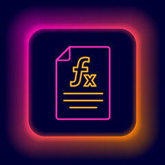 Glowing neon line Function mathematical symbol icon isolated on black background. Colorful outline concept. Vector