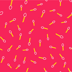Line Sperm icon isolated seamless pattern on red background. Vector