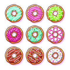 Set of tasty donuts