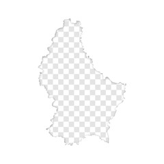 transparent silhouette of Luxembourg map with shadow