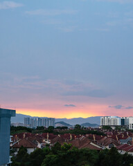 Bangi, Malaysia - May 11, 2021 Beautiful Sunrise, colourful sky in Bandar Seri Putra