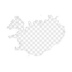 transparent silhouette of Iceland map with schadow