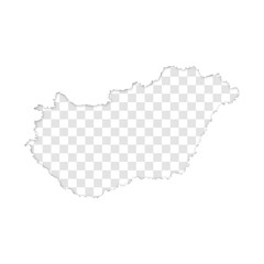 transparent silhouette of Hungary map with schadow