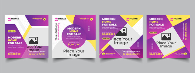 Modern Real estate social media for home sale editable set square banner